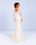 Ivory Floral Lace Long-Sleeve Mermaid Maxi Dress