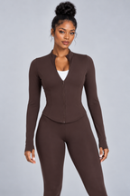 Fitted High Neck Zip Up Active Jacket
