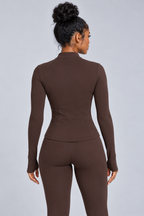 Fitted High Neck Zip Up Active Jacket