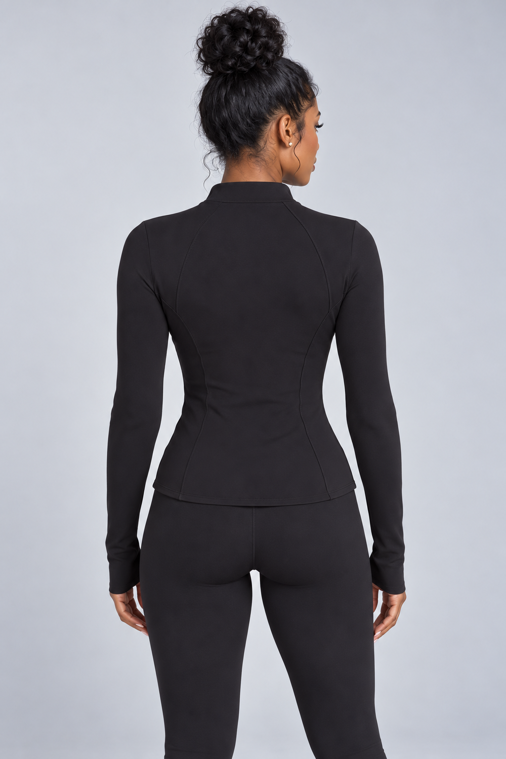 Fitted High Neck Zip Up Active Jacket