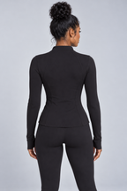Fitted High Neck Zip Up Active Jacket
