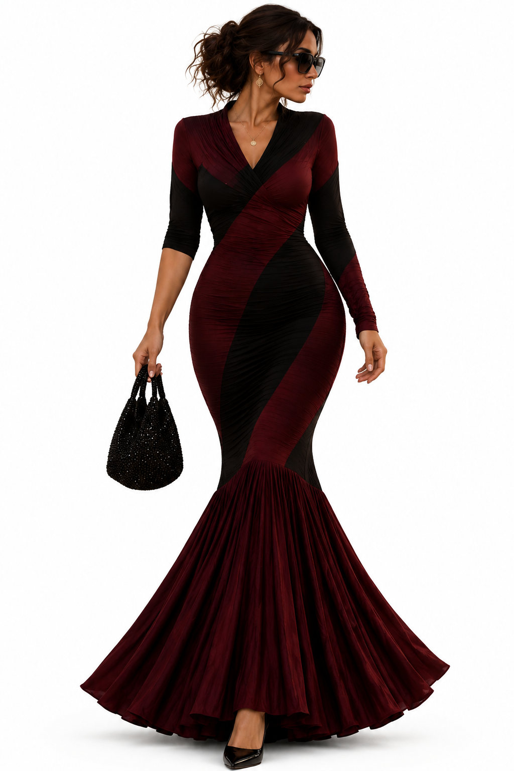 Burgundy Mermaid Maxi Dress