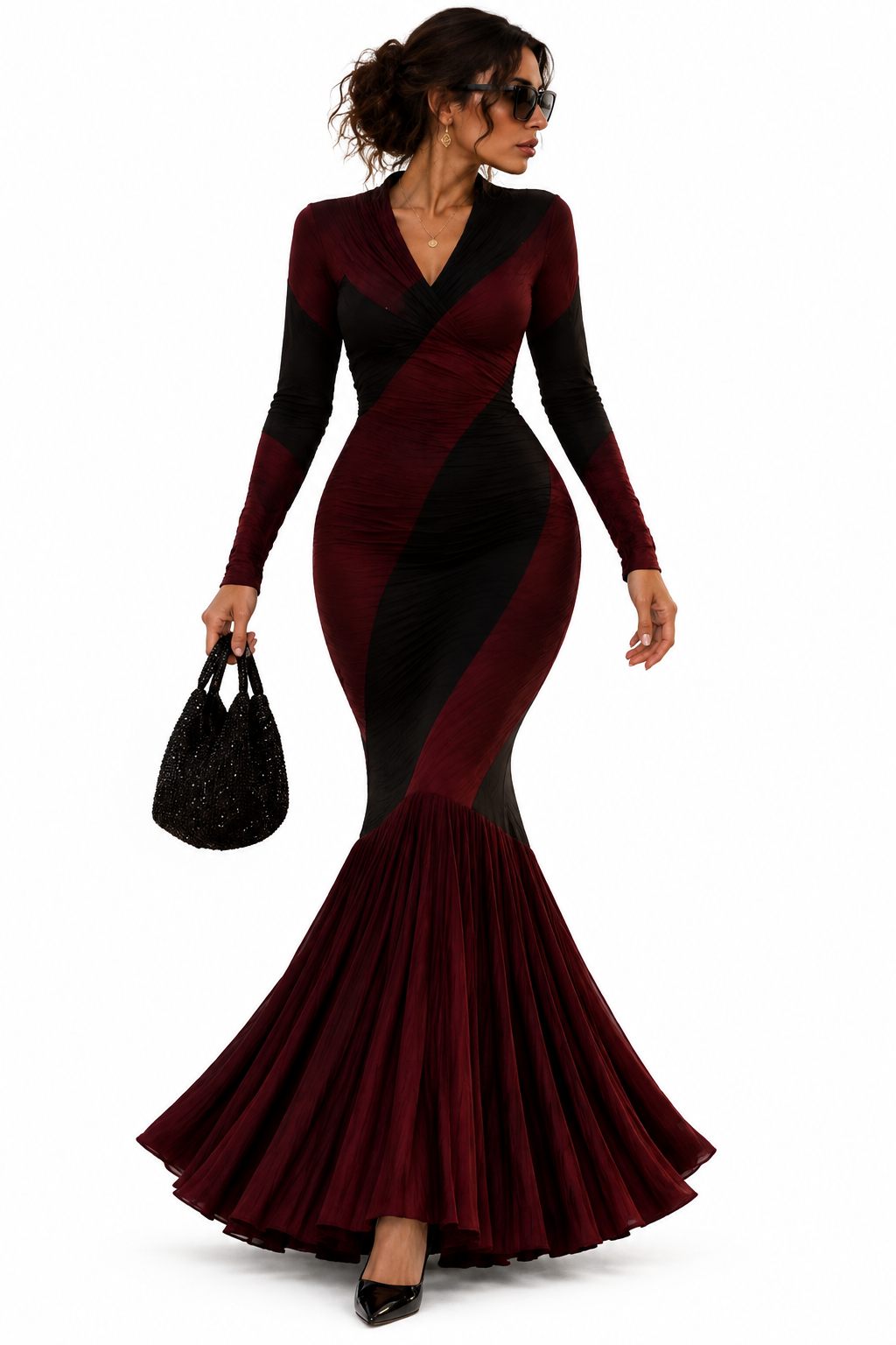 Burgundy Mermaid Maxi Dress