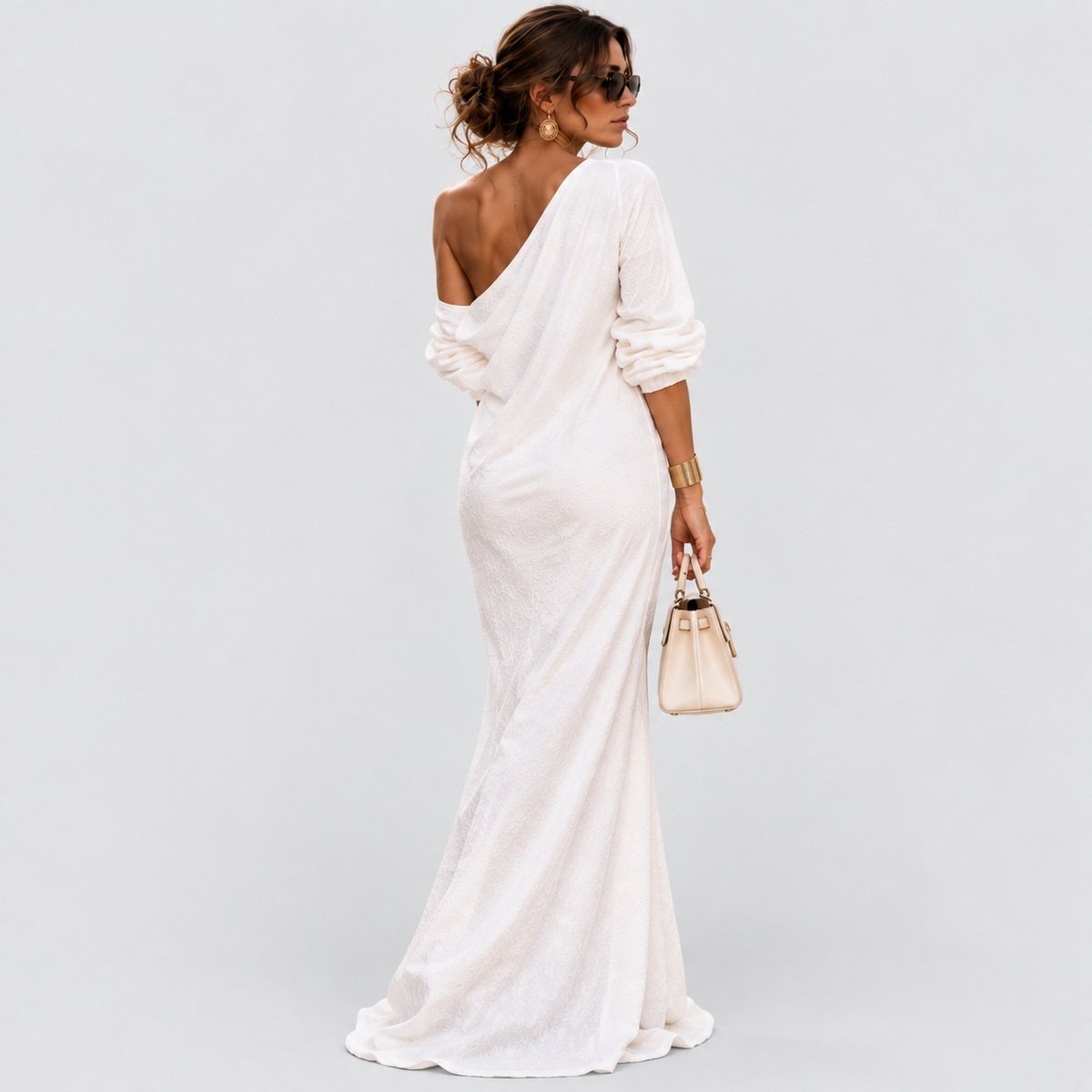 Ivory Breeze Off-Shoulder Maxi Dress