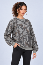 Gray Woodland Print Crewneck Sweatshirt