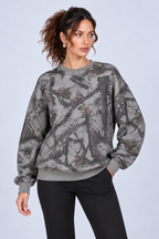 Gray Woodland Print Crewneck Sweatshirt