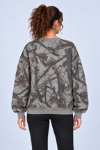 Gray Woodland Print Crewneck Sweatshirt