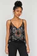 Sequin Embellished Mesh Cami Top