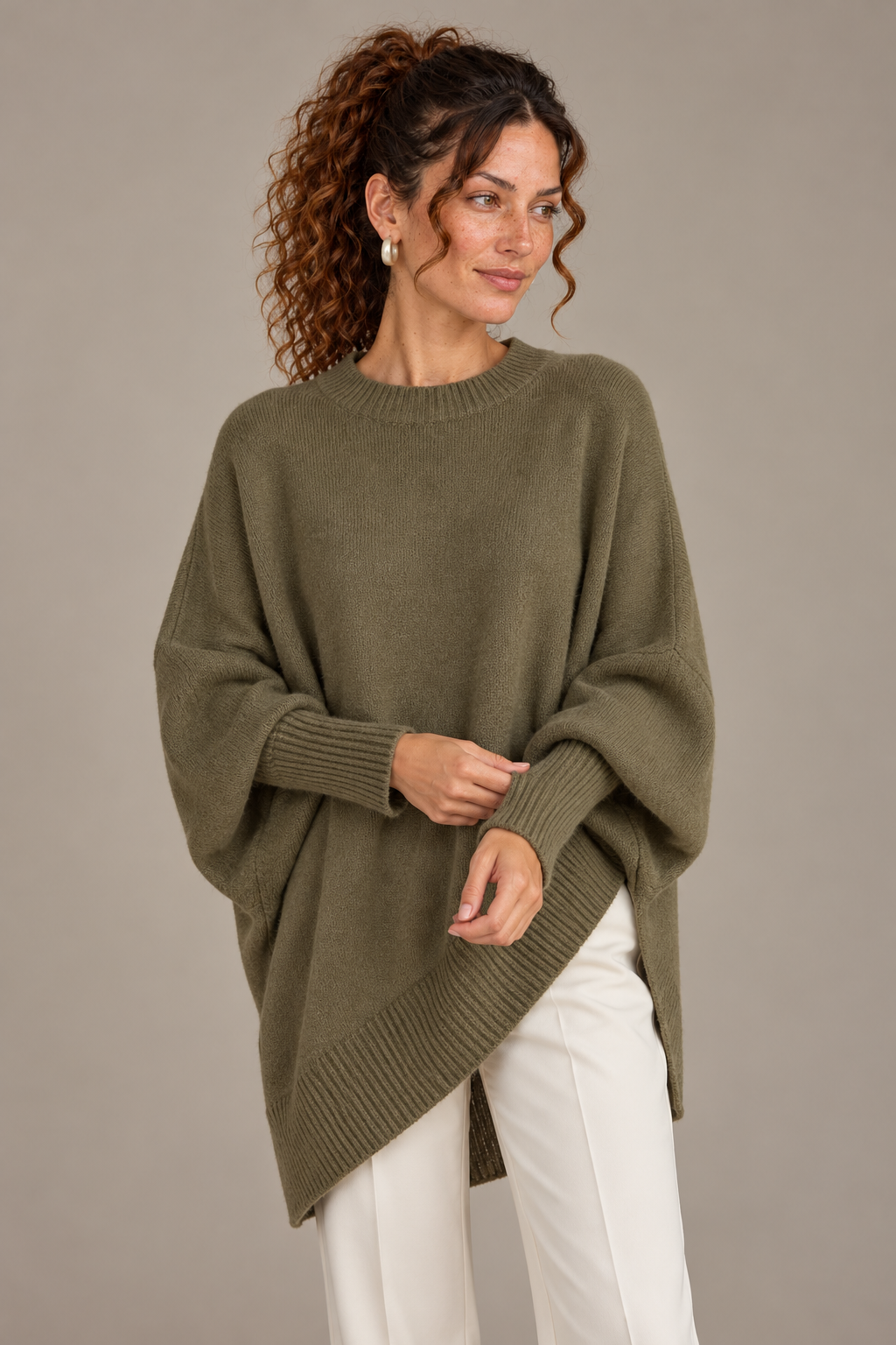 Asymmetric Hem Oversized Knit Sweater