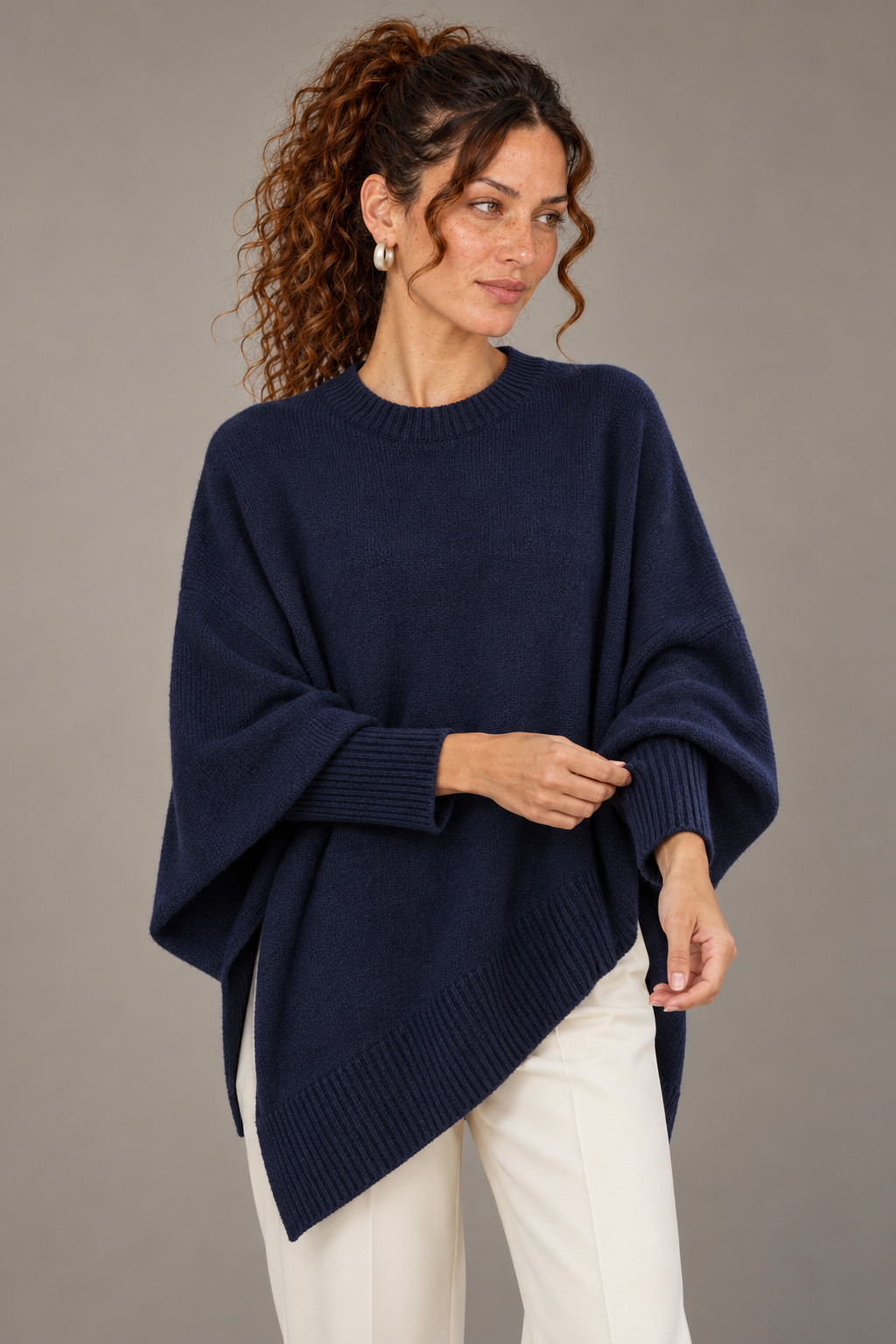 Asymmetric Hem Oversized Knit Sweater