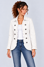 Ruffle-Trim Long Sleeve Fitted Jacket