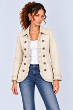 Ruffle-Trim Long Sleeve Fitted Jacket