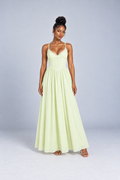 Light Green Lace Trim Corset Maxi Dress
