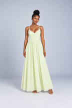 Light Green Lace Trim Corset Maxi Dress