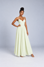 Light Green Lace Trim Corset Maxi Dress