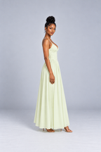 Light Green Lace Trim Corset Maxi Dress
