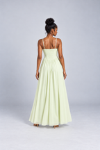 Light Green Lace Trim Corset Maxi Dress