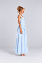 Light Blue Eyelet Sweetheart Neck Maxi Dress
