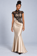 Champagne Lace Mermaid Maxi Dress
