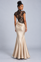 Champagne Lace Mermaid Maxi Dress