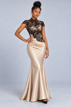 Champagne Lace Mermaid Maxi Dress