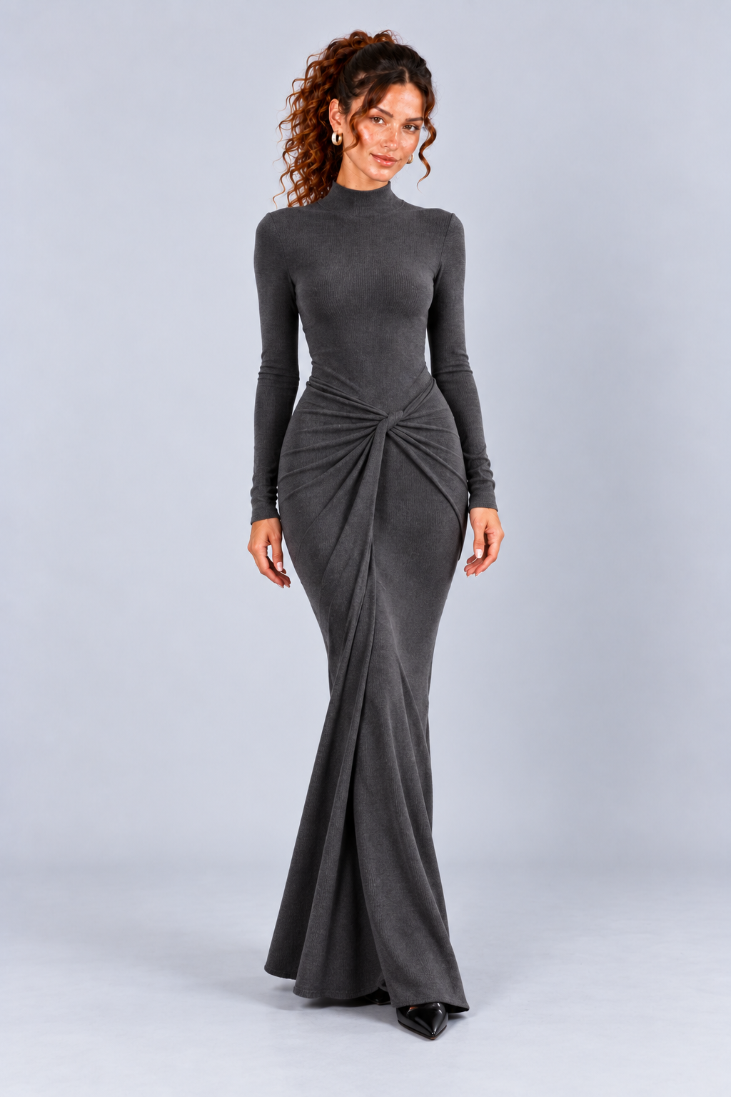Charcoal Twist Waist Maxi Dress