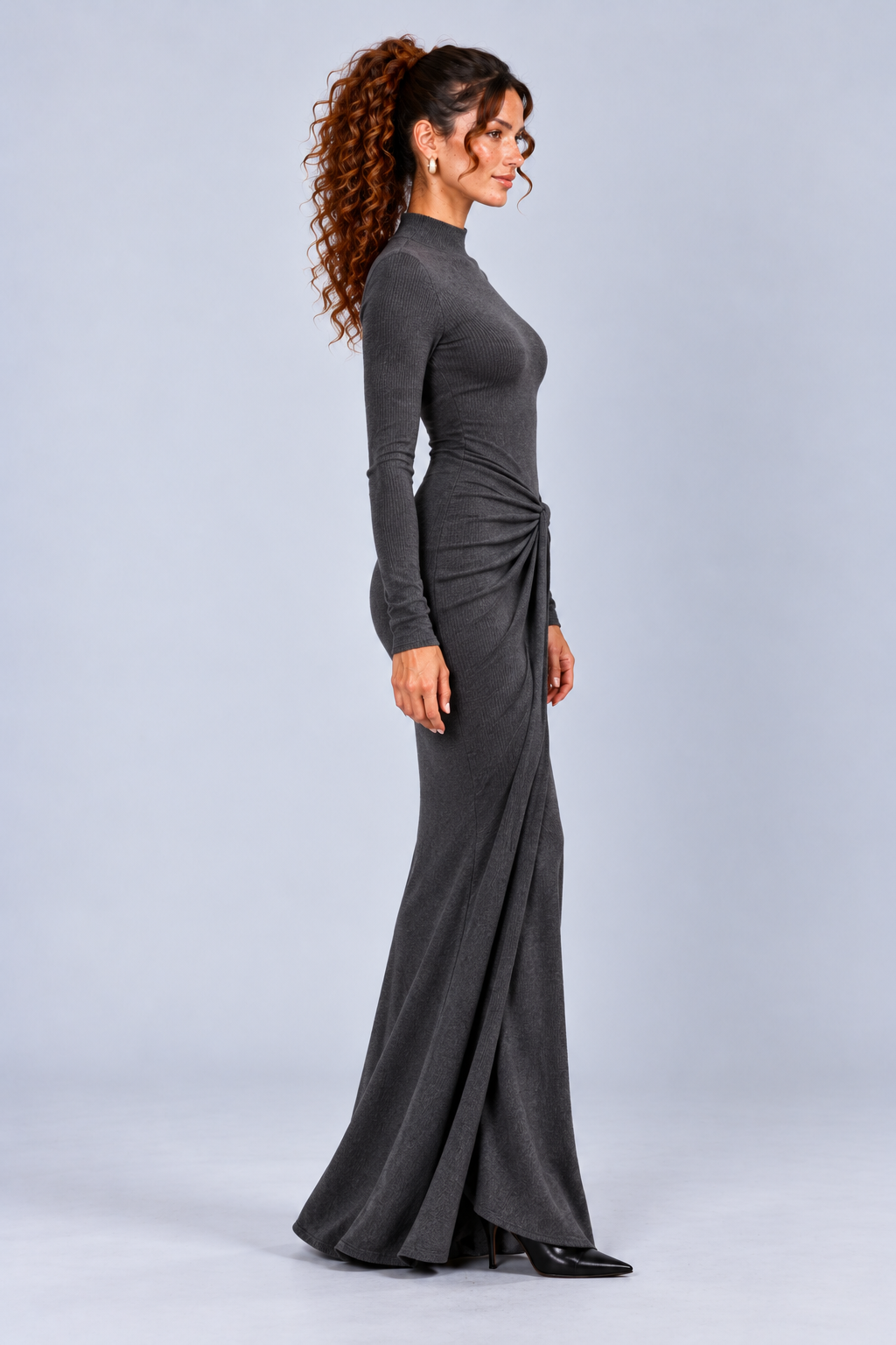 Charcoal Twist Waist Maxi Dress