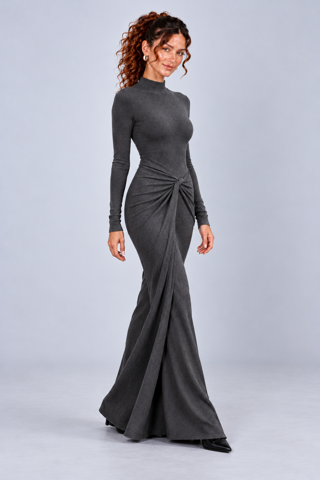 Charcoal Twist Waist Maxi Dress