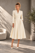 Ivory Tailored A-Line Midi Dress