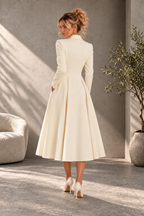 Ivory Tailored A-Line Midi Dress