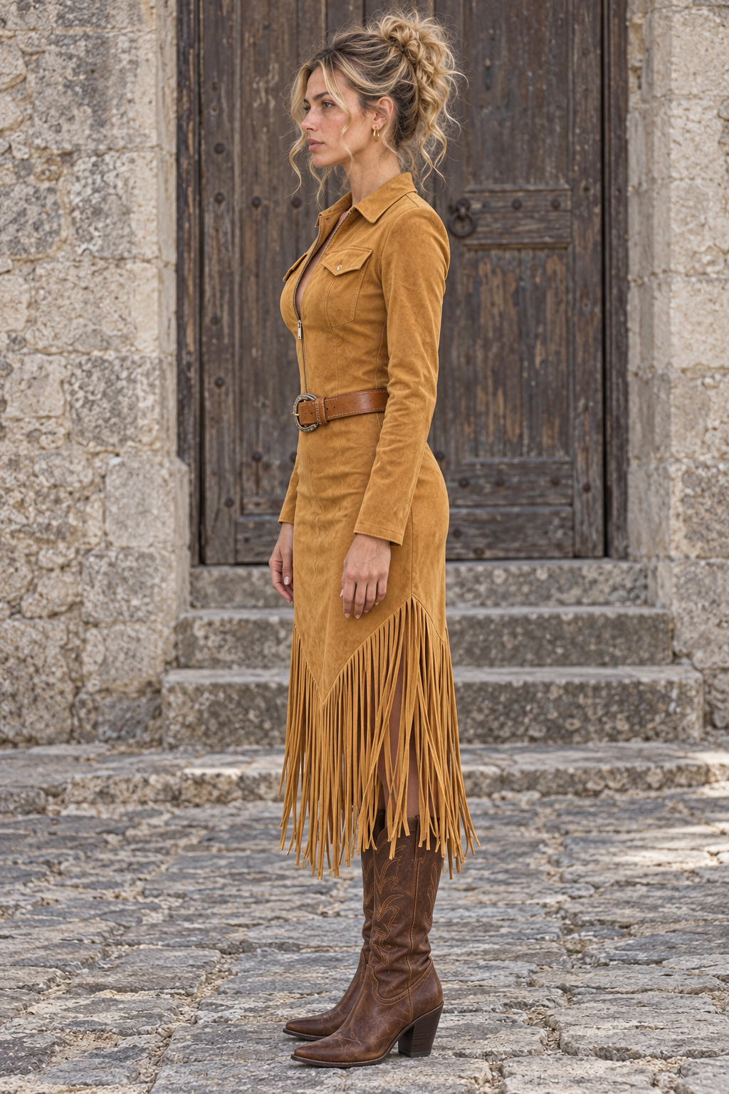 Cannel Western Fringe Midi Dress