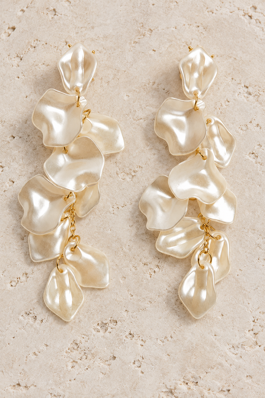 Ivory Petal Cascade Drop Earrings