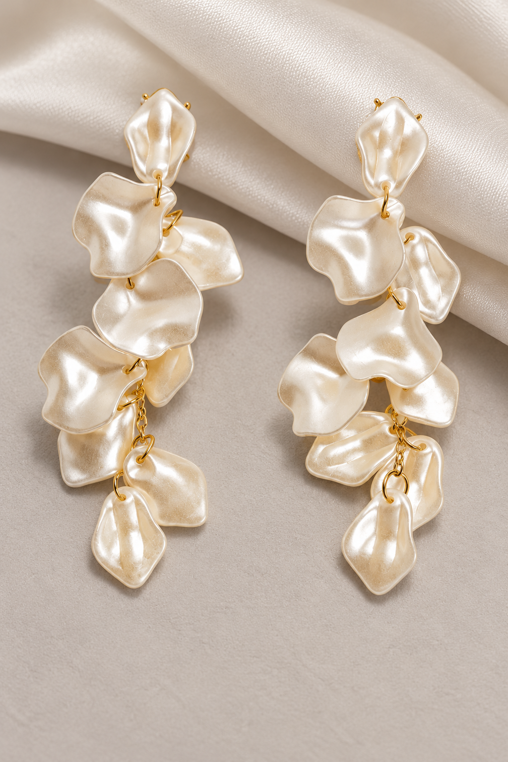 Ivory Petal Cascade Drop Earrings