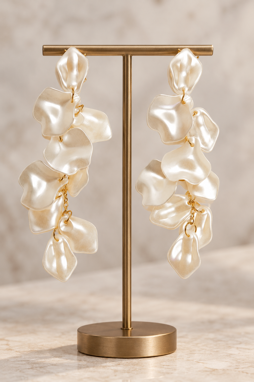 Ivory Petal Cascade Drop Earrings