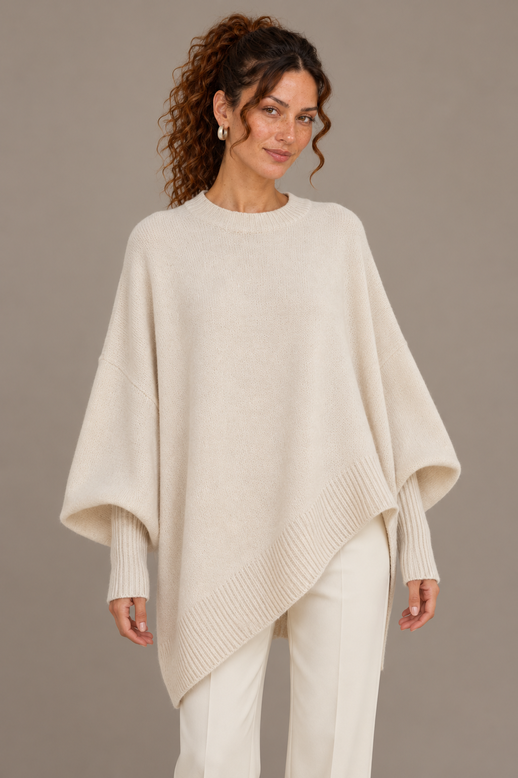 Asymmetric Hem Oversized Knit Sweater