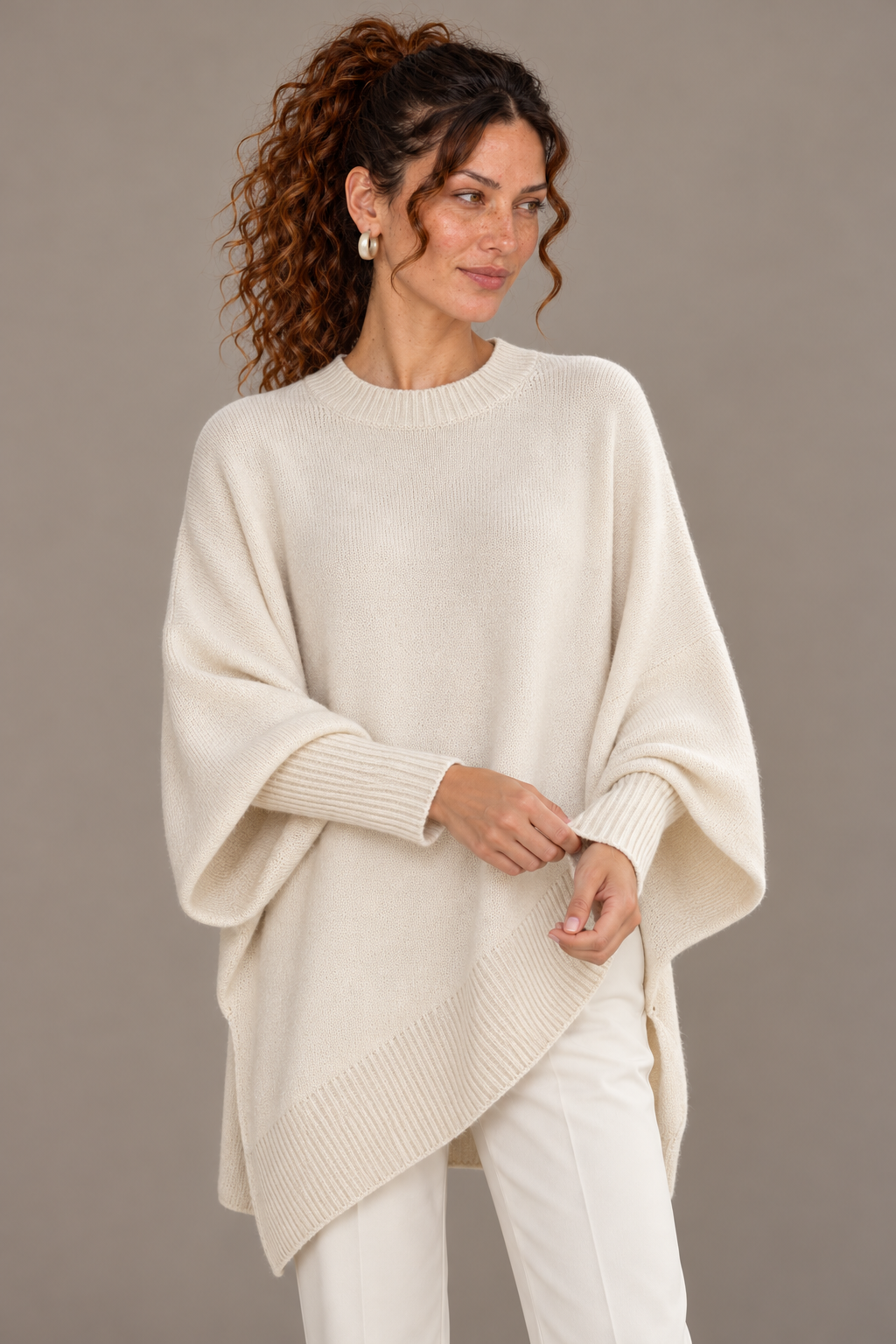 Asymmetric Hem Oversized Knit Sweater