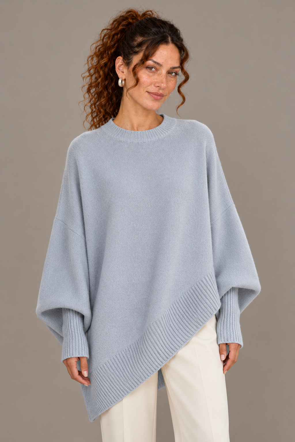 Asymmetric Hem Oversized Knit Sweater