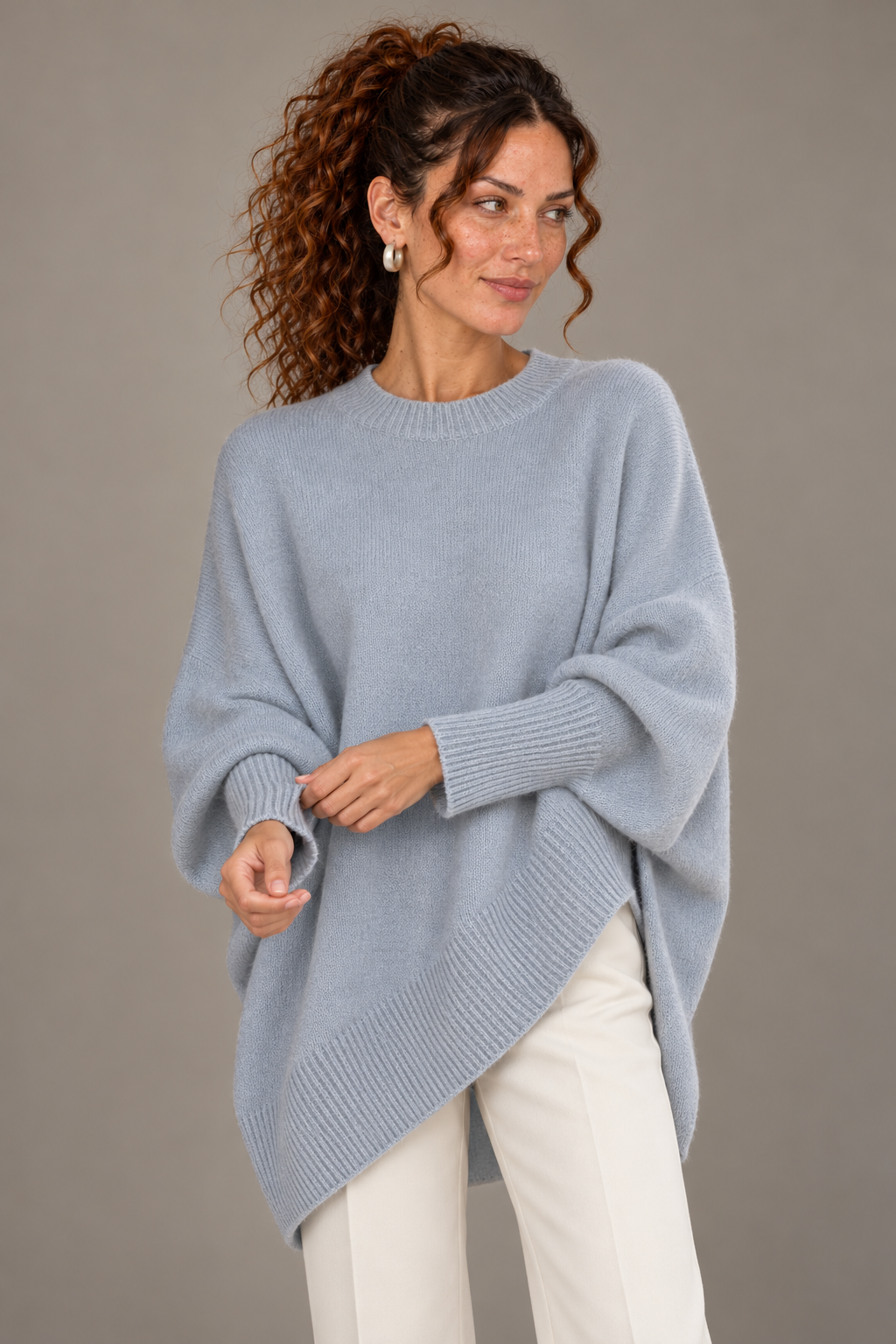 Asymmetric Hem Oversized Knit Sweater