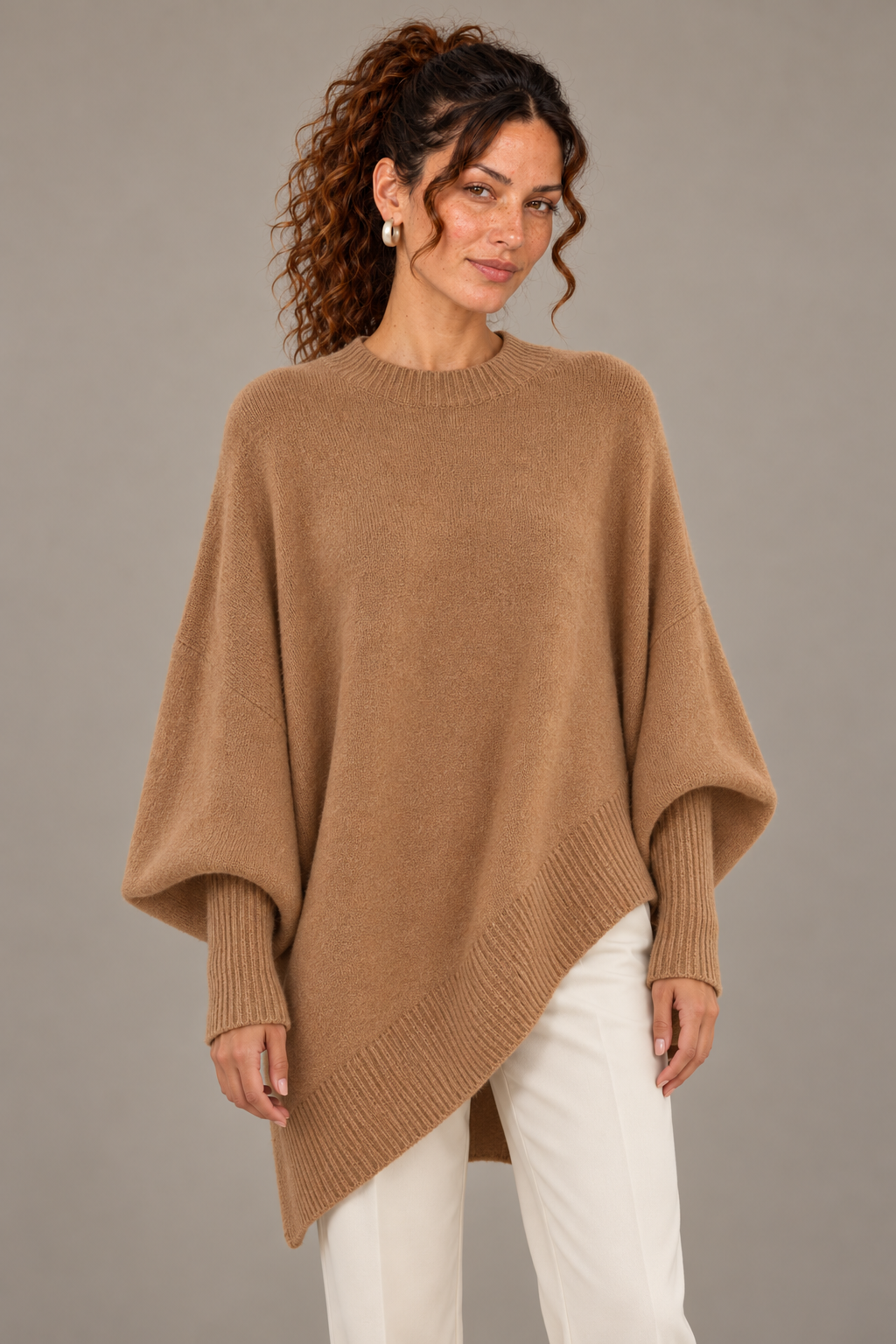 Asymmetric Hem Oversized Knit Sweater