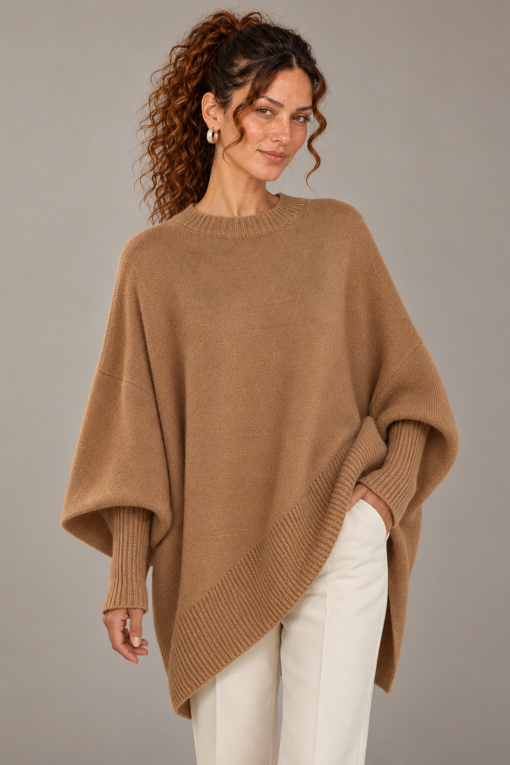 Asymmetric Hem Oversized Knit Sweater