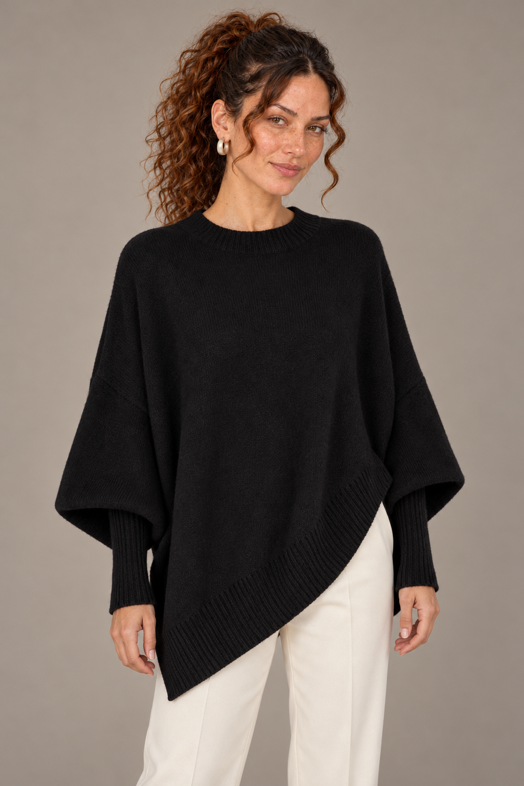 Asymmetric Hem Oversized Knit Sweater