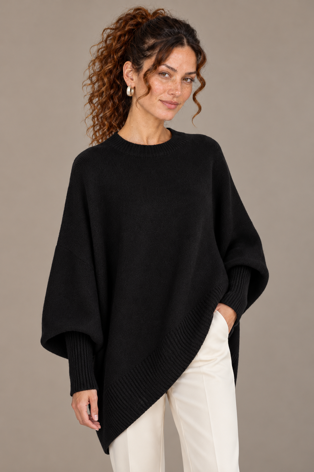 Asymmetric Hem Oversized Knit Sweater