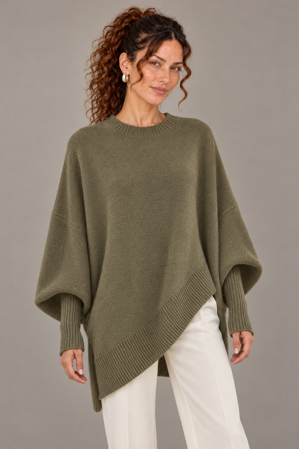 Asymmetric Hem Oversized Knit Sweater