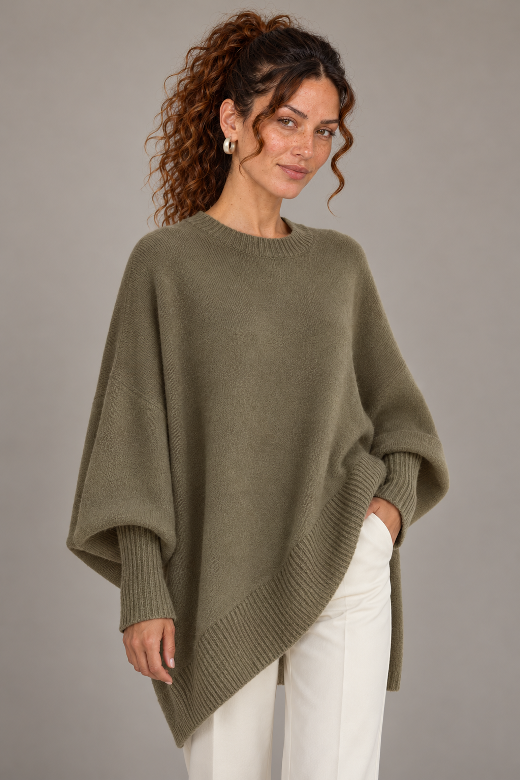 Asymmetric Hem Oversized Knit Sweater