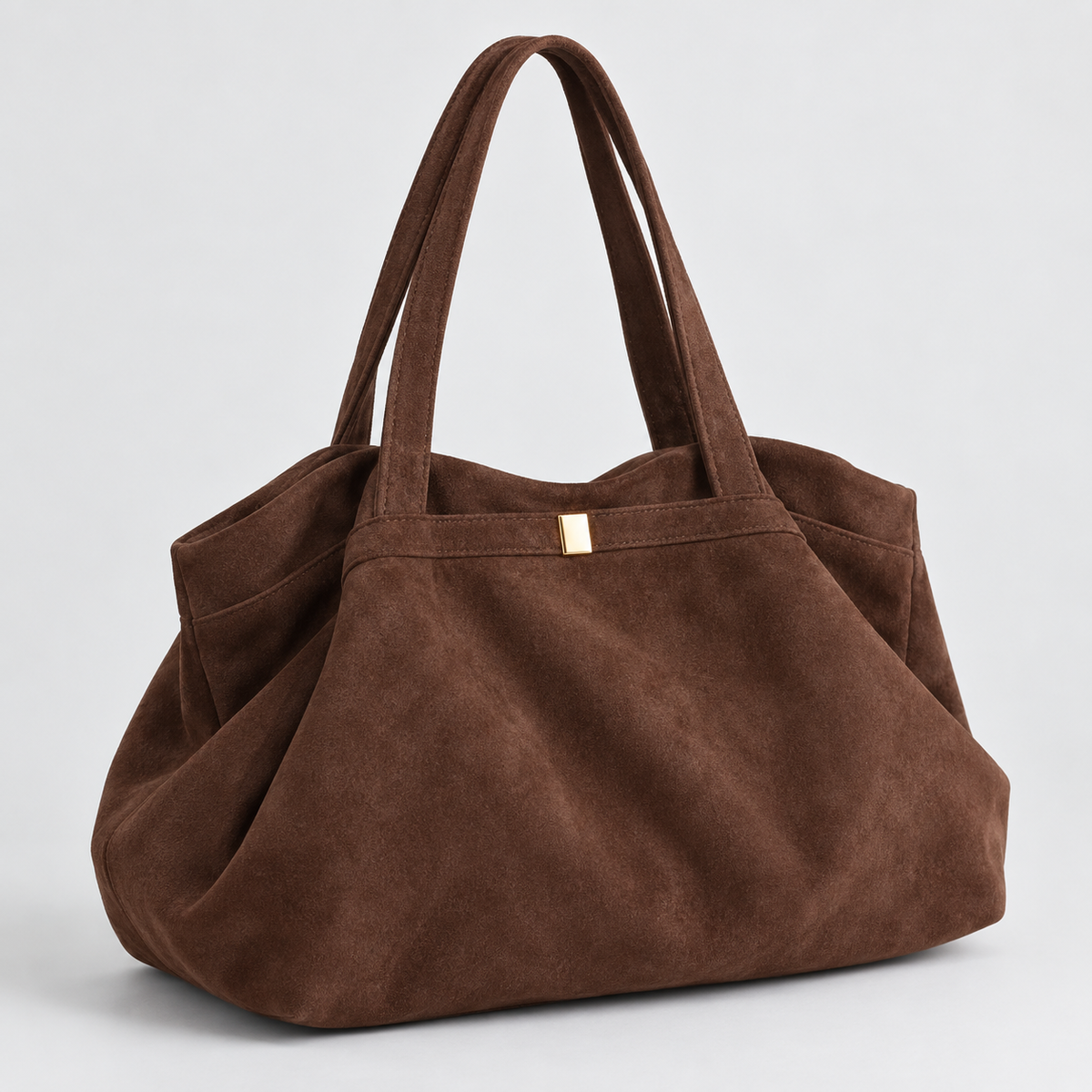 Brown Suede-Effect Slouchy Tote Bag
