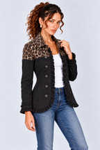 Ruffle-Trim Long Sleeve Fitted Jacket