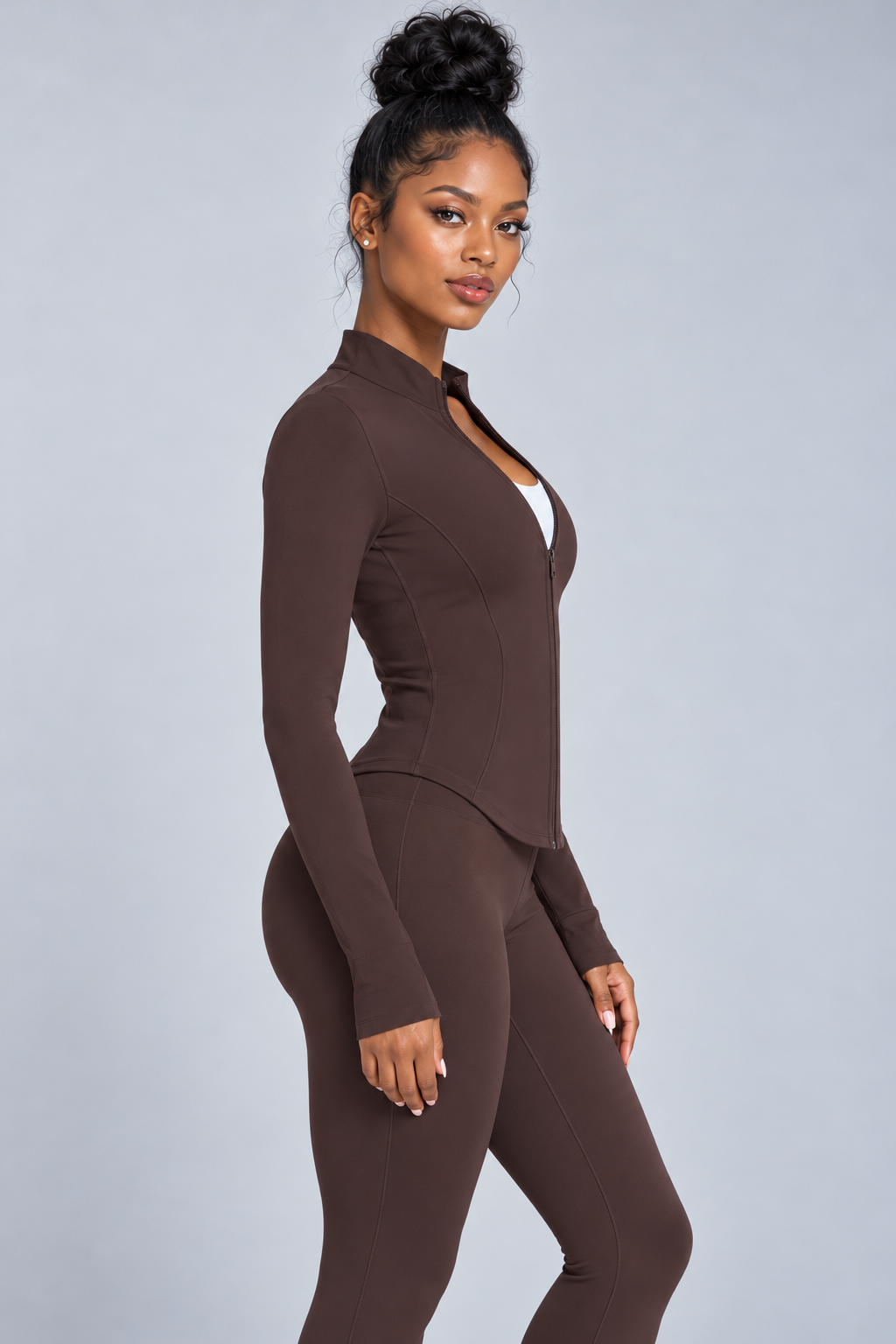 Fitted High Neck Zip Up Active Jacket